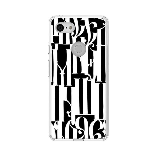 Abstract Black and White Pattern with Ornamental Letters Google Pixel 3 Case