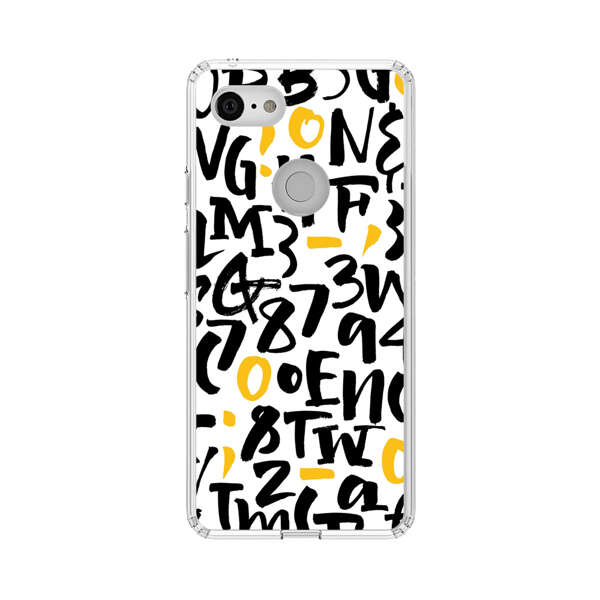 Abstract Typography Letter Number Pattern Google Pixel 3 Case