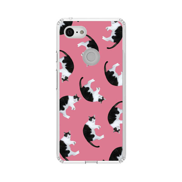 Black and White Cats Pattern on Pink Background Google Pixel 3 Case