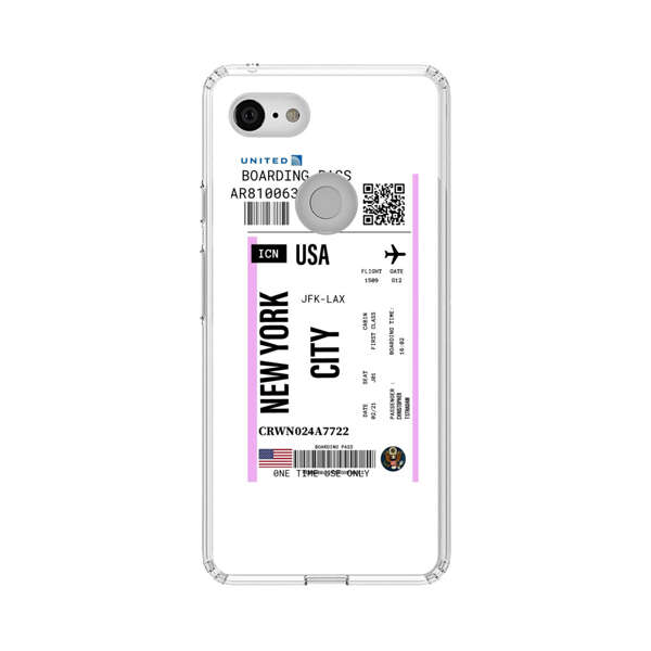Boarding Pass New York City Flight Ticket Google Pixel 3 Case