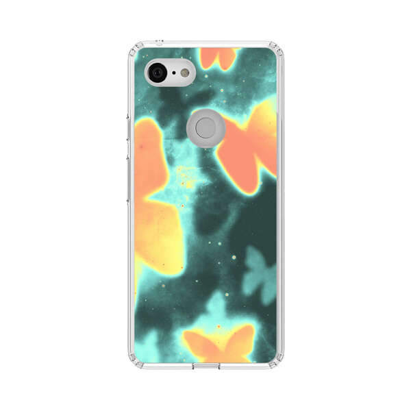 Bright Glowing Orange Butterflies Blue Background Google Pixel 3 Case
