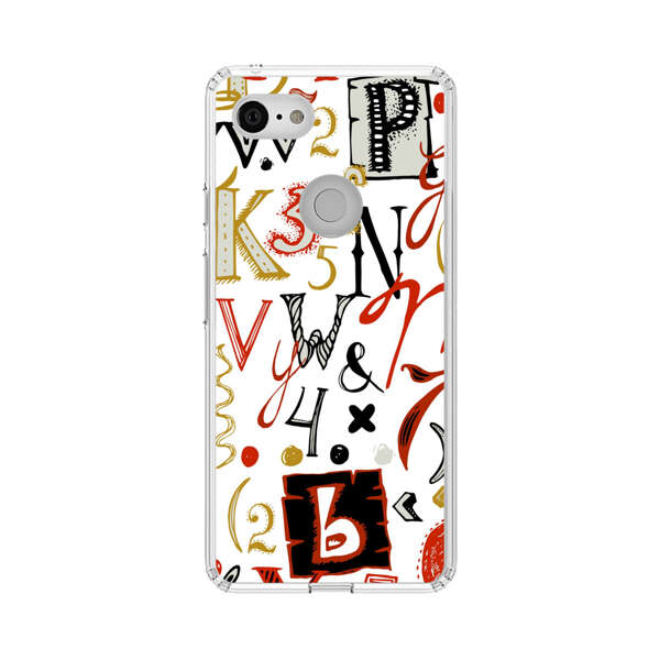 Colorful Hand Drawn Letters and Numbers Pattern Google Pixel 3 Case