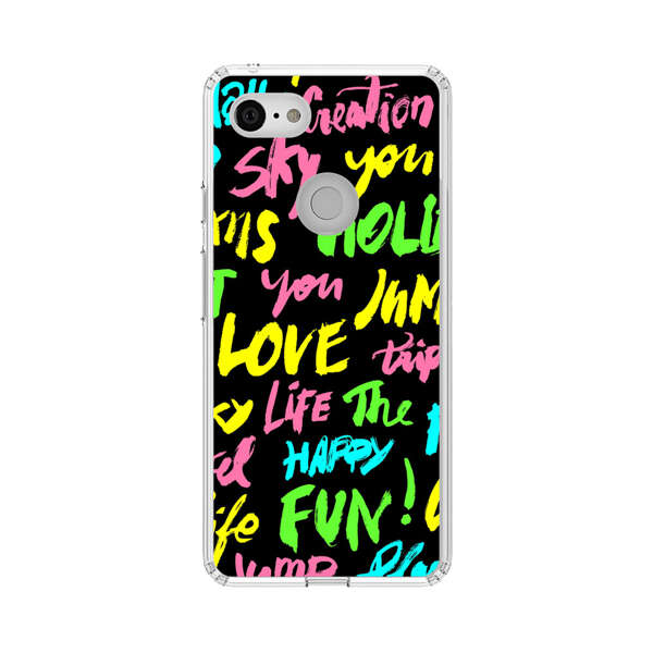 Colorful Positive Motivational Words Pattern Google Pixel 3 Case