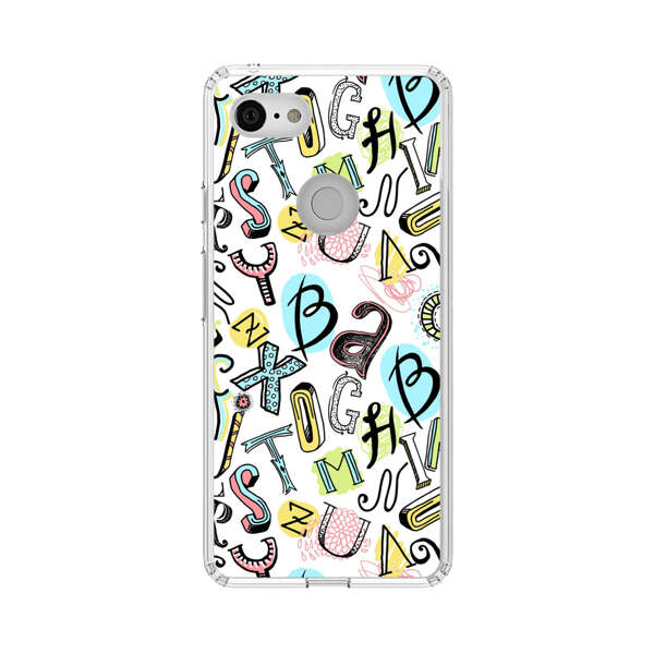 Colorful Scattered Alphabet Letters Pattern Google Pixel 3 Case