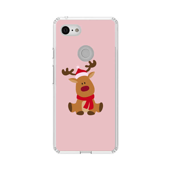 Cute Reindeer with Santa Hat and Red Scarf Google Pixel 3 Case