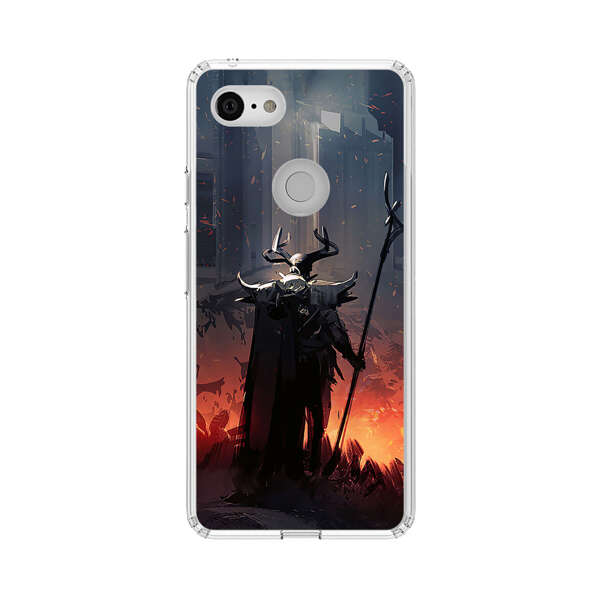 Dark Fantasy Warrior with Horned Helmet Google Pixel 3 Case
