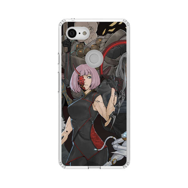 Futuristic Cyberpunk Warriors and Robotic Cat in Dynamic Pose Google Pixel 3 Case