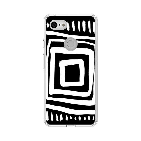 Minimalist Geometric Black and White Design Google Pixel 3 Case