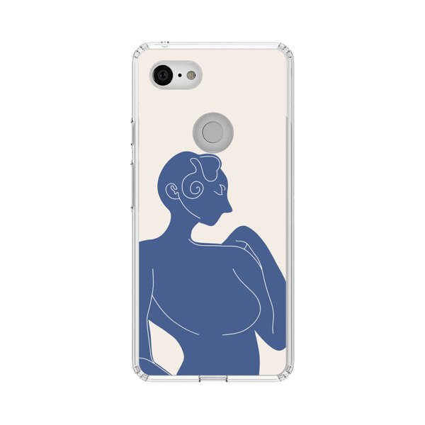 Minimalistic Abstract Female Silhouette Blue Google Pixel 3 Case