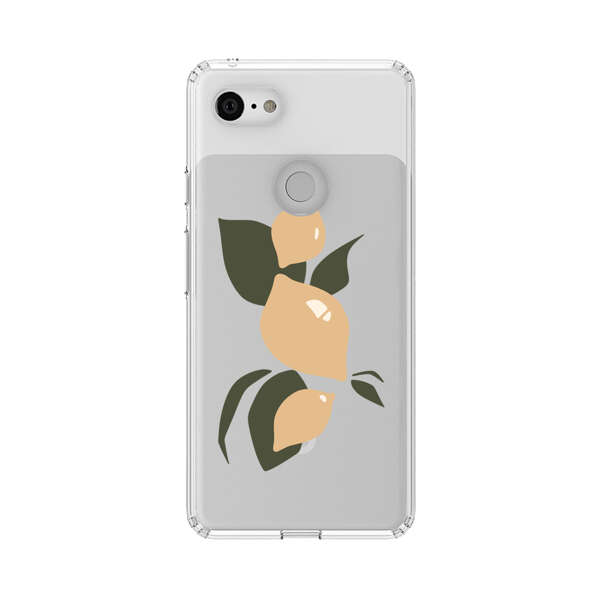 Minimalistic Beige Lemons with Green Leaves Google Pixel 3 Case