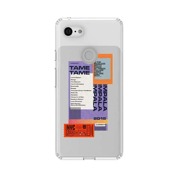 Modern Graphic Collage with Typography and Ticket Elements Google Pixel 3 Case