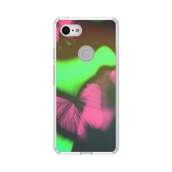 Pink Butterflies Green Background Google Pixel 3 Case