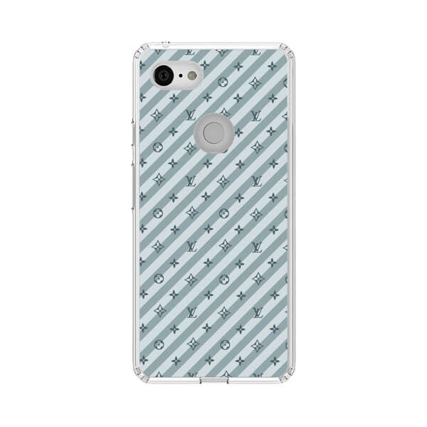 Stylish Blue Diagonal Striped Luxury Logo Pattern Google Pixel 3 Case