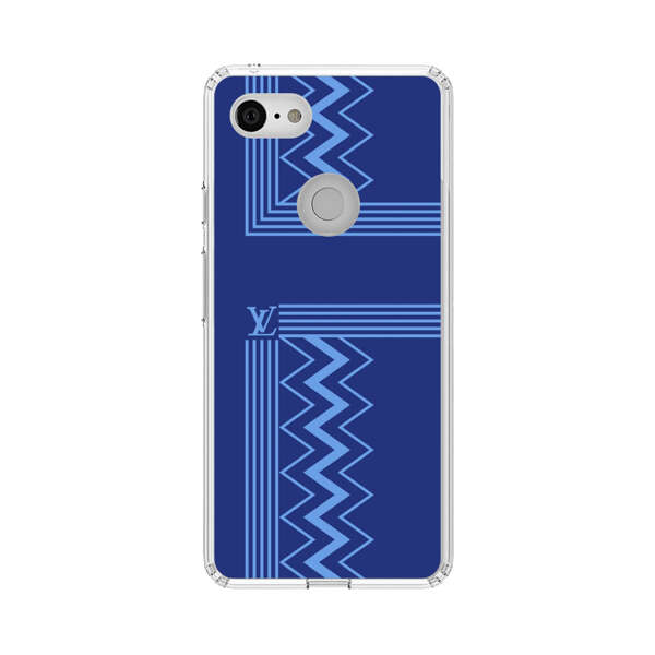 Stylish Geometric Zigzag Pattern in Blue Google Pixel 3 Case