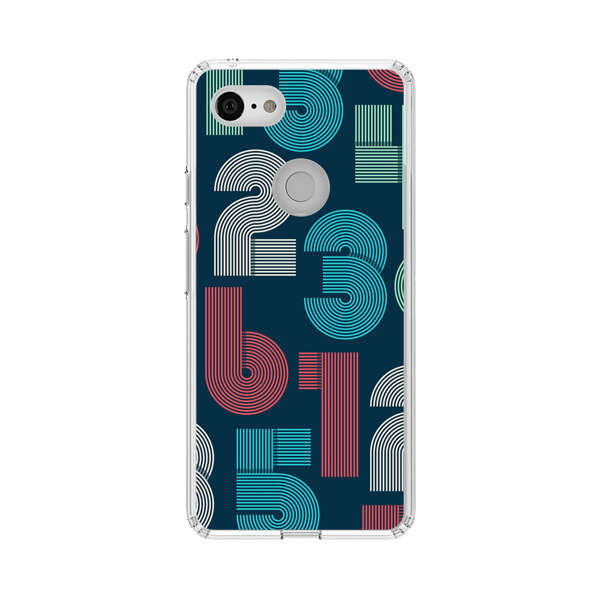 Vibrant Seamless Pattern of Colorful Stylized Numbers Google Pixel 3 Case