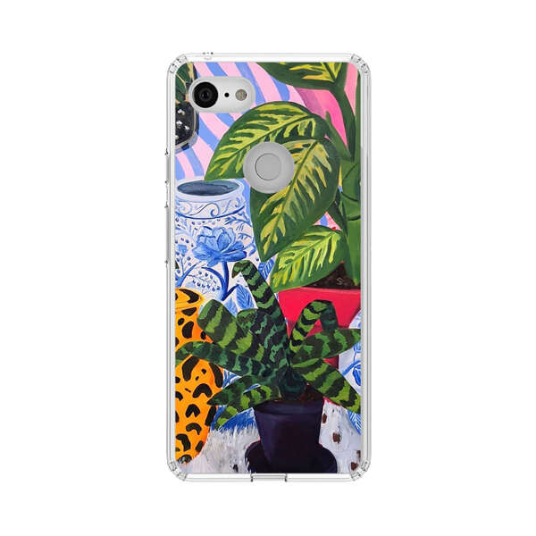 Vibrant Tropical Plants and Decorative Vases Google Pixel 3 Case