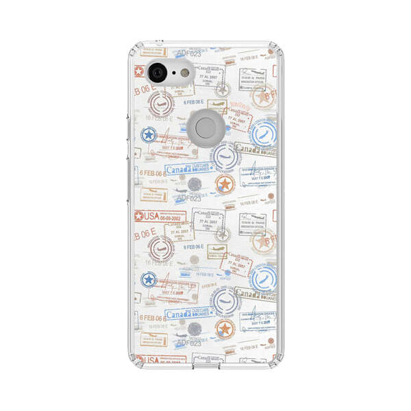 Vintage Passport Stamps Pattern Google Pixel 3 Case
