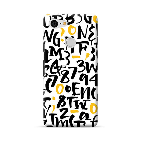 Abstract Typography Letter Number Pattern Google Pixel 3 Hard Case