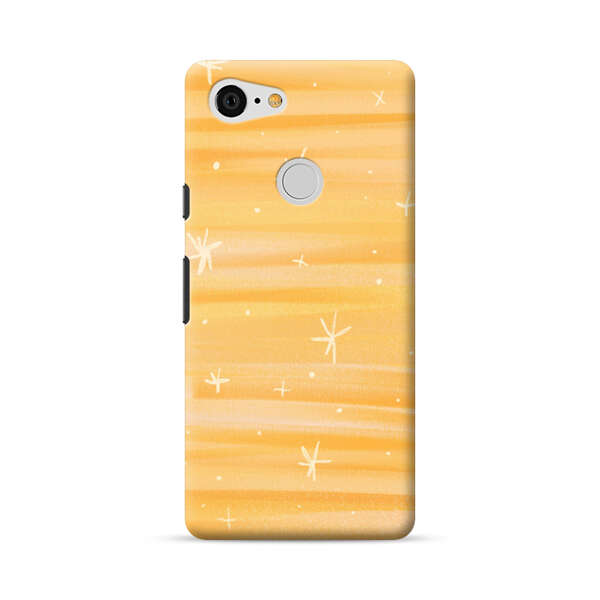 Bright Orange Star Pattern Google Pixel 3 Hard Case