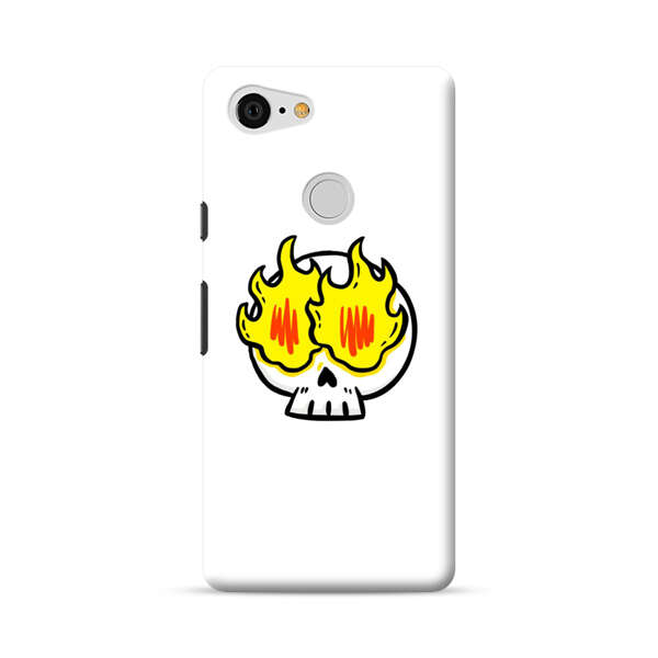 Cartoon Skull with Flames Google Pixel 3 Hard Case