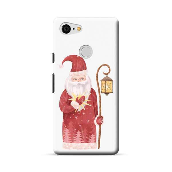 Charming Santa Claus Holding Glowing Heart and Lantern Google Pixel 3 Hard Case
