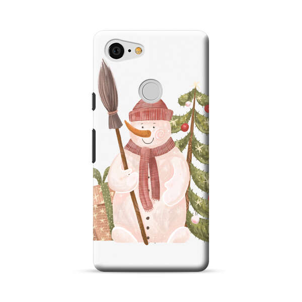 Charming Winter Snowman Illustration Google Pixel 3 Hard Case