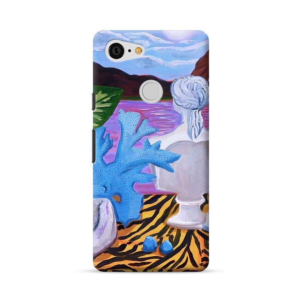 Classical Statues and Tropical Plants by the Ocean Google Pixel 3 Hard Case