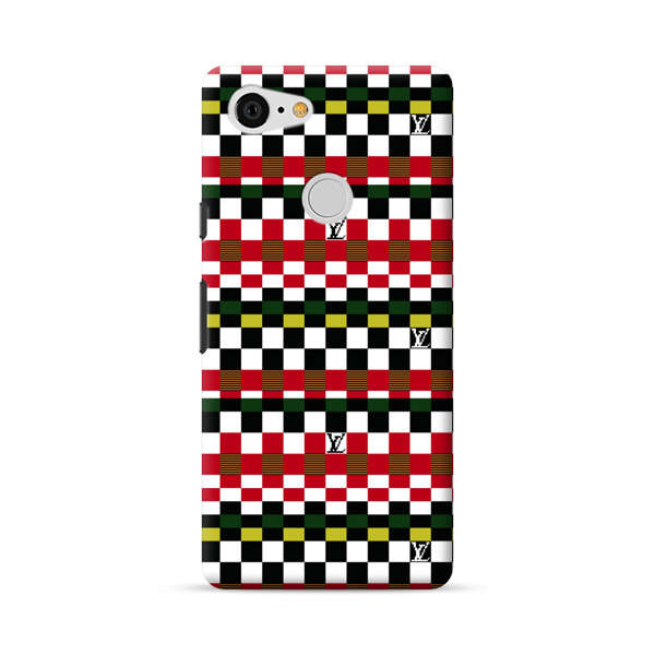 Colorful Checkerboard Stripes Pattern Google Pixel 3 Hard Case