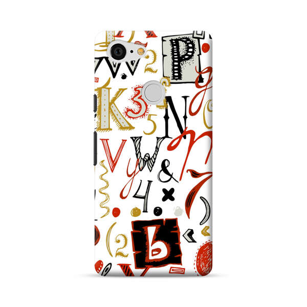Colorful Hand Drawn Letters and Numbers Pattern Google Pixel 3 Hard Case