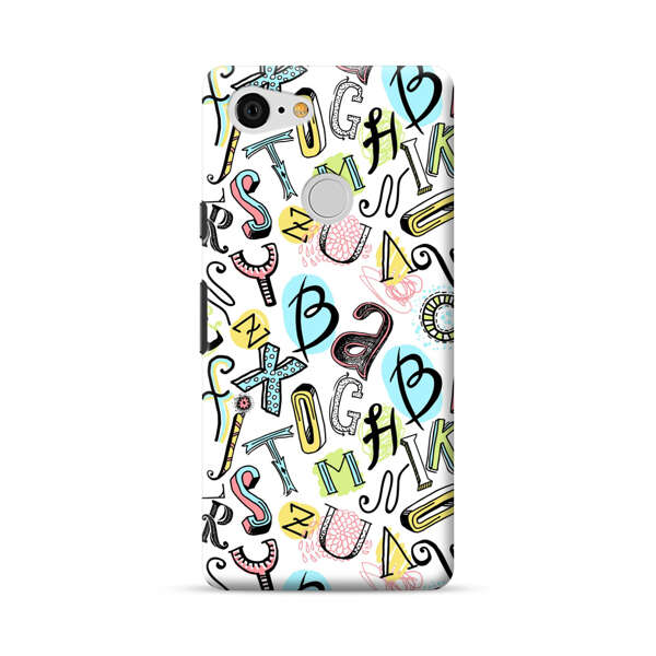 Colorful Scattered Alphabet Letters Pattern Google Pixel 3 Hard Case