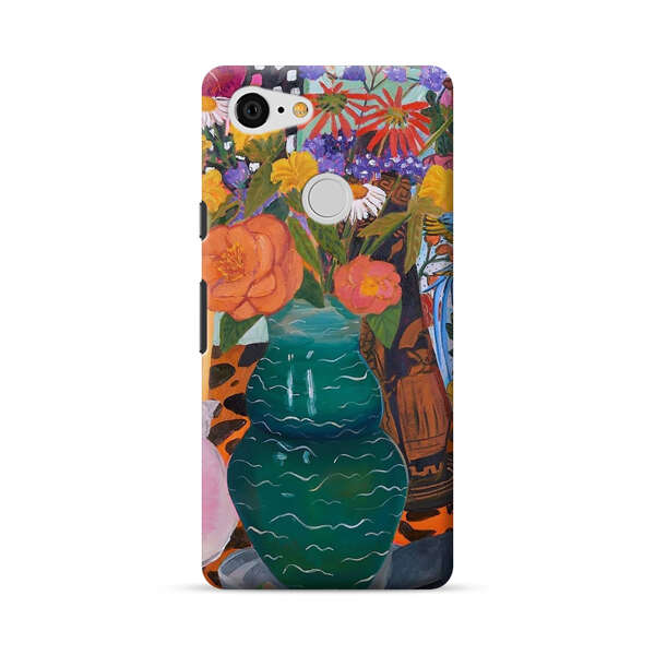 Colorful Still Life with Flower Vases and Shell Google Pixel 3 Hard Case