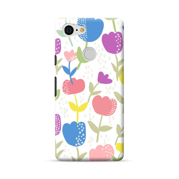 Colorful Tulip Floral Pattern Google Pixel 3 Hard Case