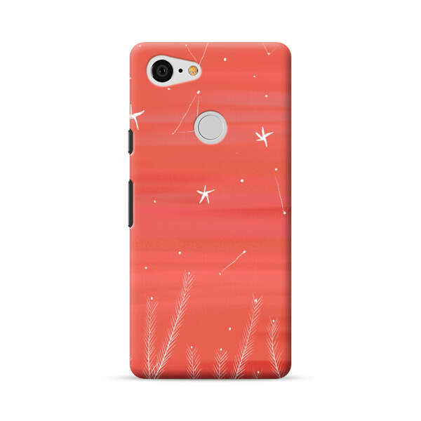 Coral Night Sky with Stars and Plants Google Pixel 3 Hard Case