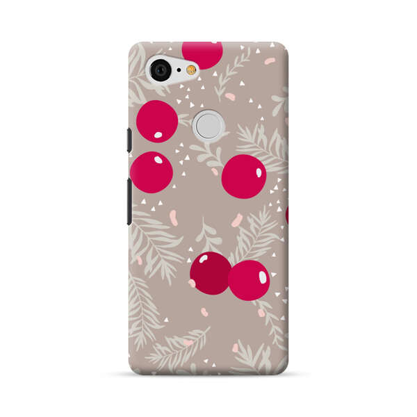 Cranberries and pine branches holiday pattern Google Pixel 3 Hard Case