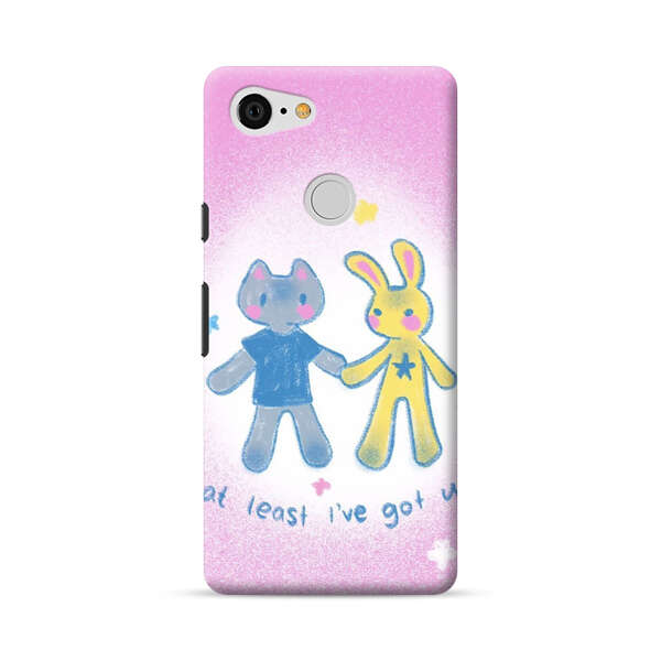 Cute Cat and Rabbit Holding Hands Google Pixel 3 Hard Case