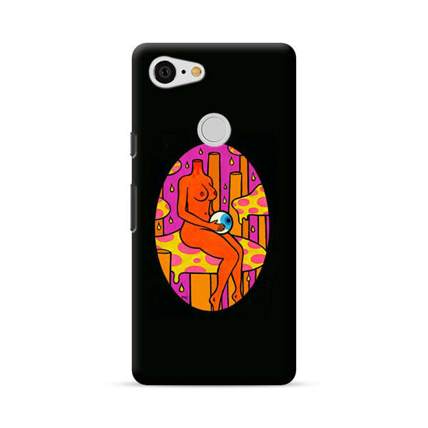 Faceless Nude Figure Holding Sphere Abstract Art Google Pixel 3 Hard Case