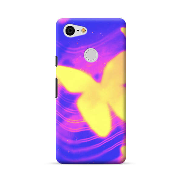 Glowing Purple and Yellow Butterflies Google Pixel 3 Hard Case