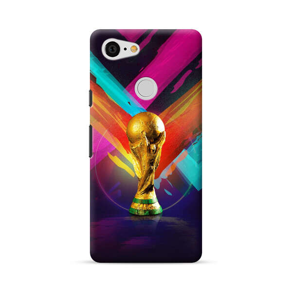 Golden Soccer Trophy with Colorful Abstract Background Google Pixel 3 Hard Case