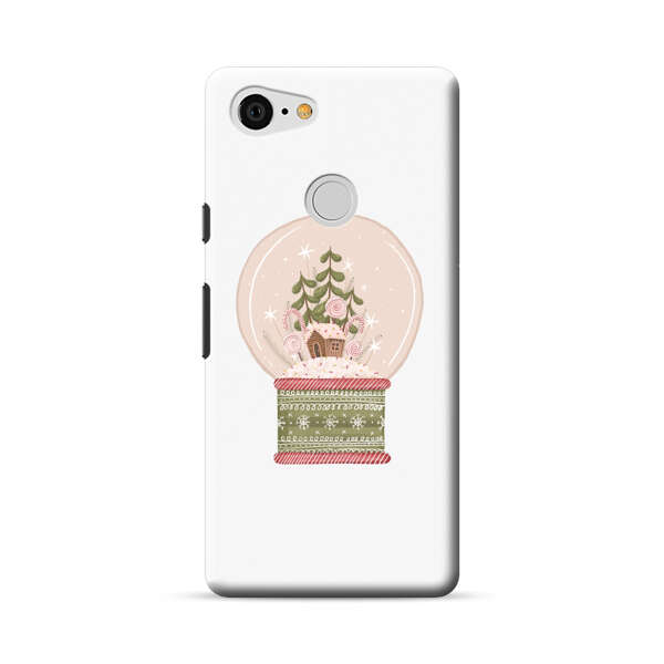 Holiday Snow Globe with Gingerbread House Google Pixel 3 Hard Case