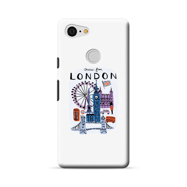 London Iconic Landmarks Illustration Google Pixel 3 Hard Case