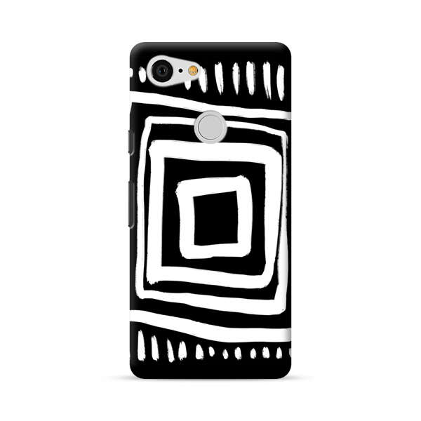Minimalist Geometric Black and White Design Google Pixel 3 Hard Case