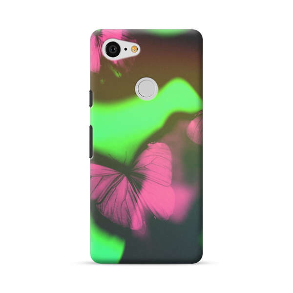 Pink Butterflies Green Background Google Pixel 3 Hard Case