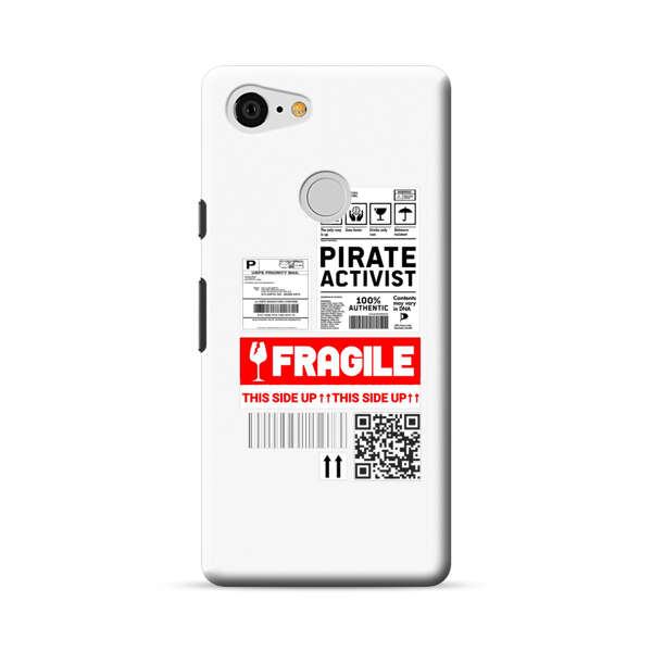 Pirate Activist Fragile Shipping Label Google Pixel 3 Hard Case