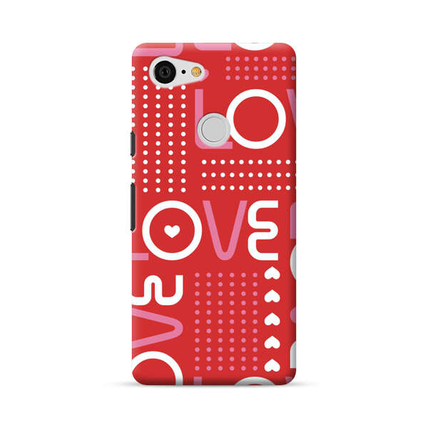 Red Love Typography Pattern Google Pixel 3 Hard Case
