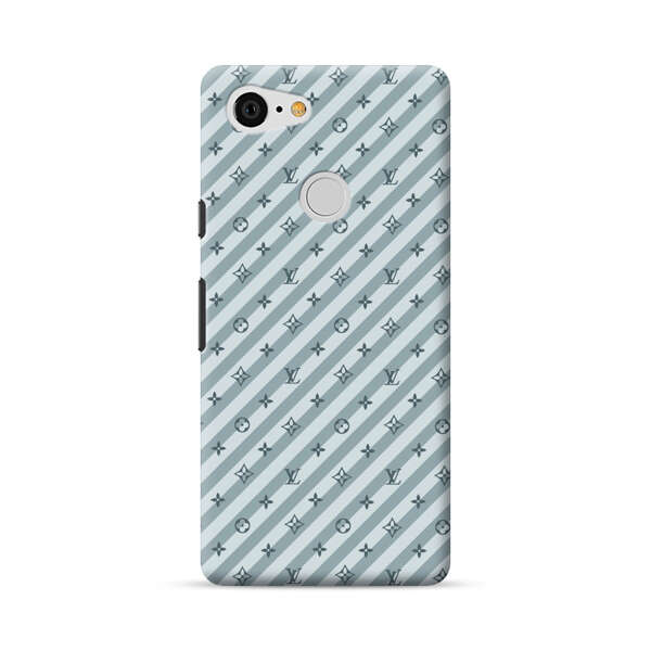 Stylish Blue Diagonal Striped Luxury Logo Pattern Google Pixel 3 Hard Case