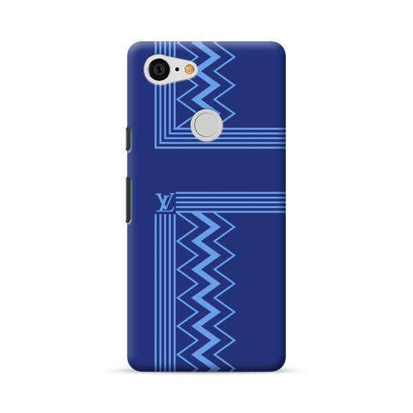 Stylish Geometric Zigzag Pattern in Blue Google Pixel 3 Hard Case