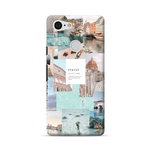 Travel Scenic Collage with Landmarks and Coastline Google Pixel 3 Hard Case
