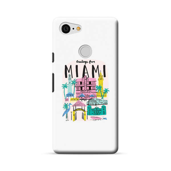 Vibrant Miami Cityscape Illustration Google Pixel 3 Hard Case