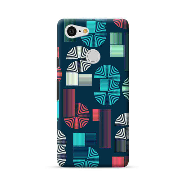 Vibrant Seamless Pattern of Colorful Stylized Numbers Google Pixel 3 Hard Case