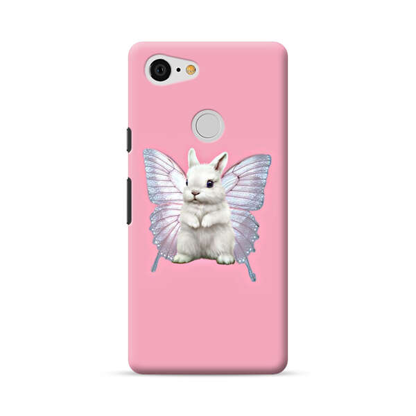 White Bunny with Butterfly Wings Google Pixel 3 Hard Case